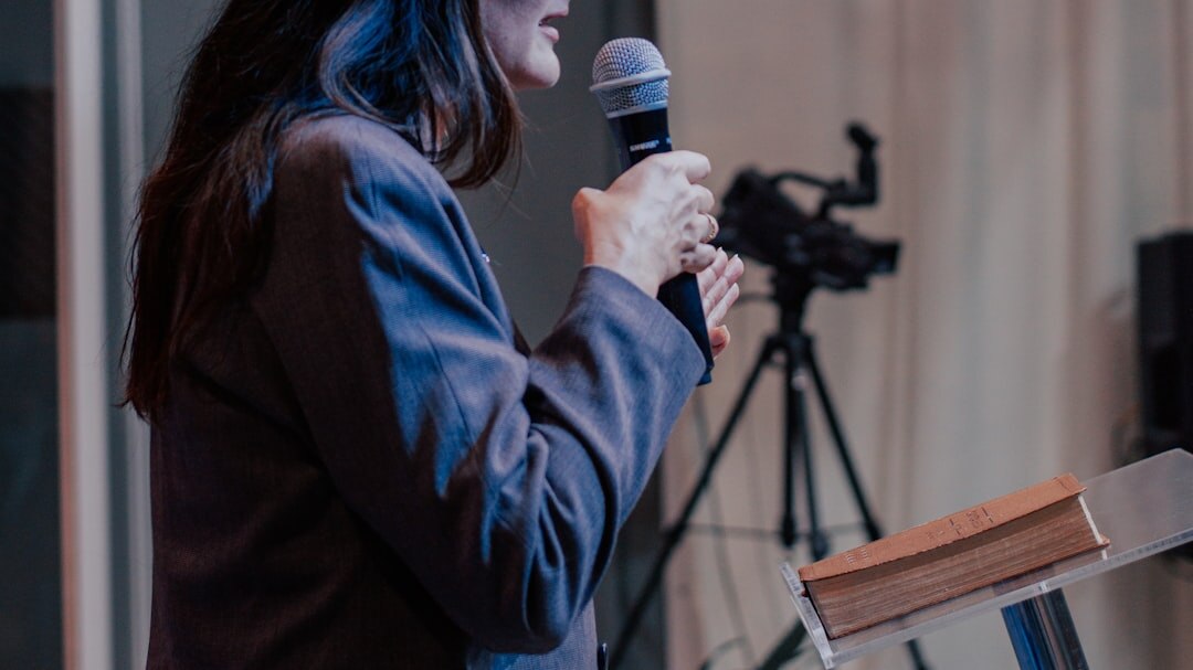 woman practicing voice exercises
