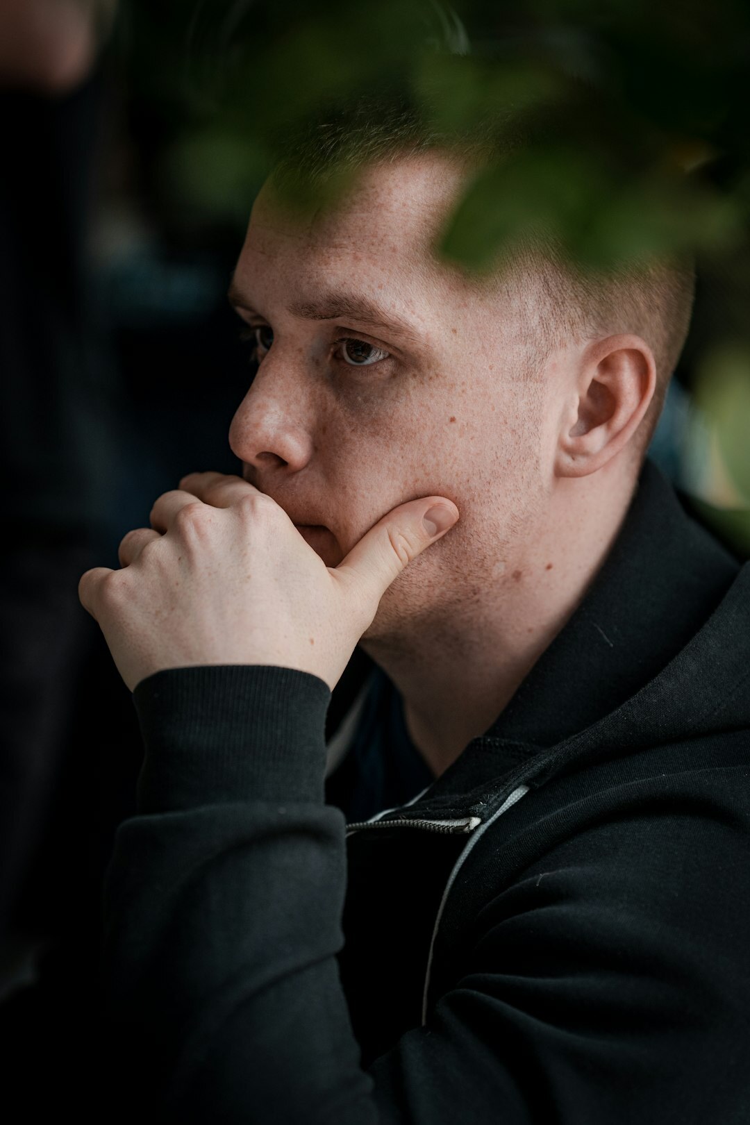 person listening attentively
