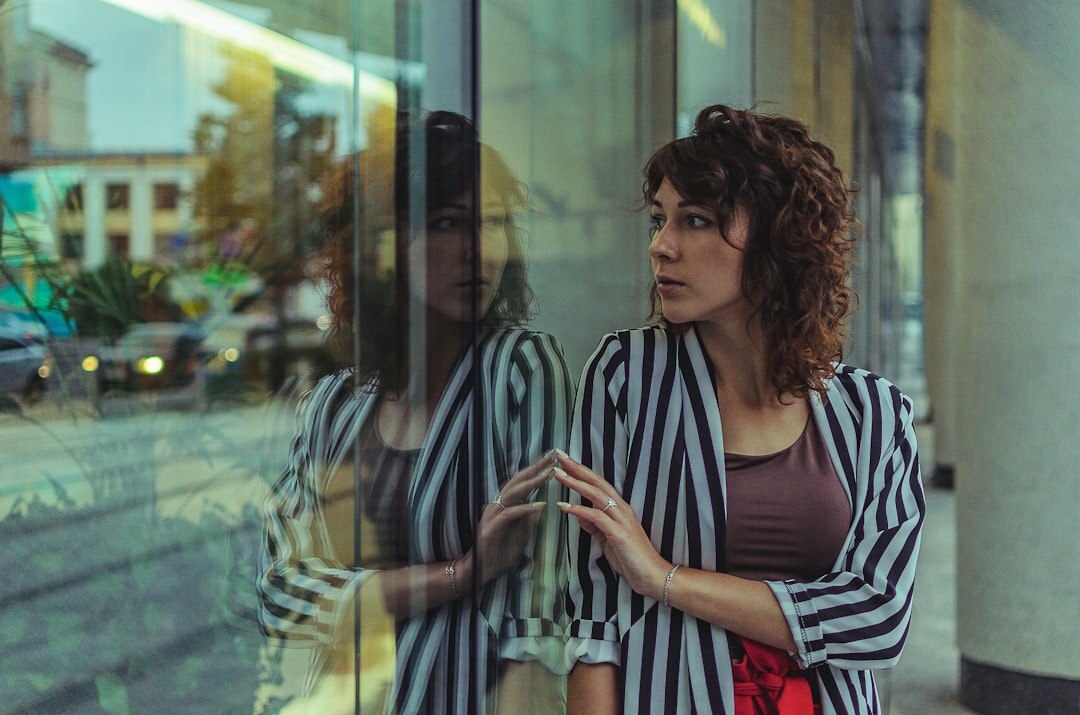 woman practicing speech in mirror